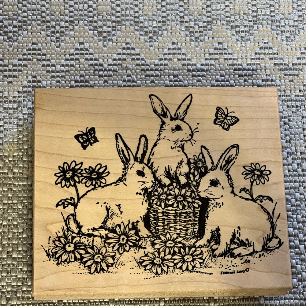 2004 Mounted Wooden Rabbit Rubber Stamp